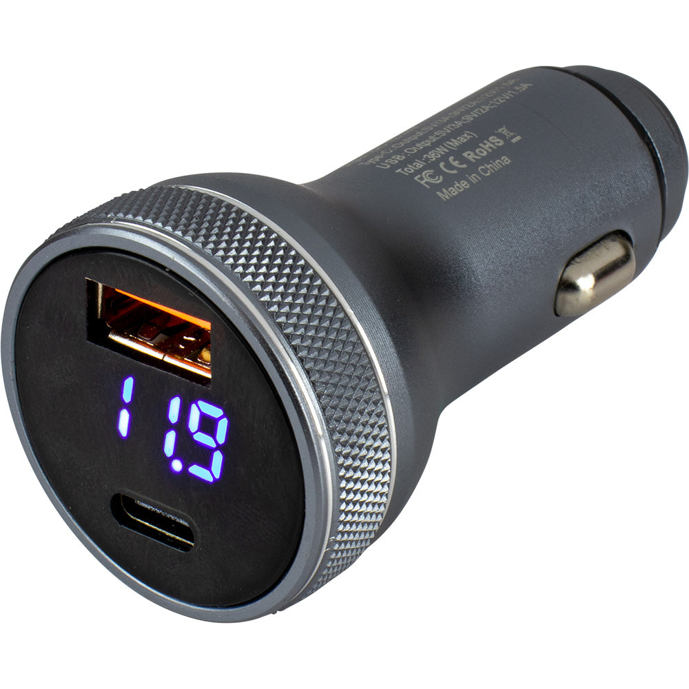Sea-Dog Round USB USB-C Power Plug w/Voltmeter - Deckhand Marine Supply