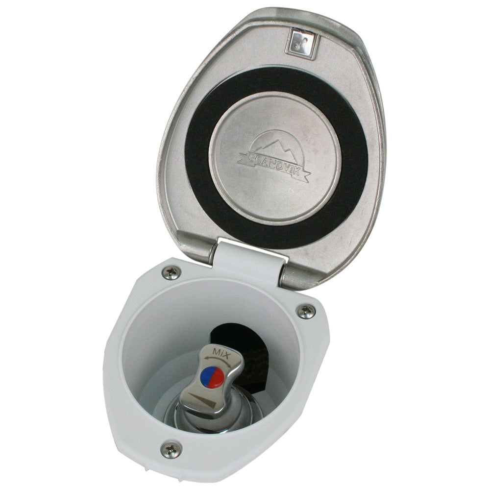 Scandvik Recessed T-Handle Mixing Valve - SS w/White Cup - Deckhand Marine Supply