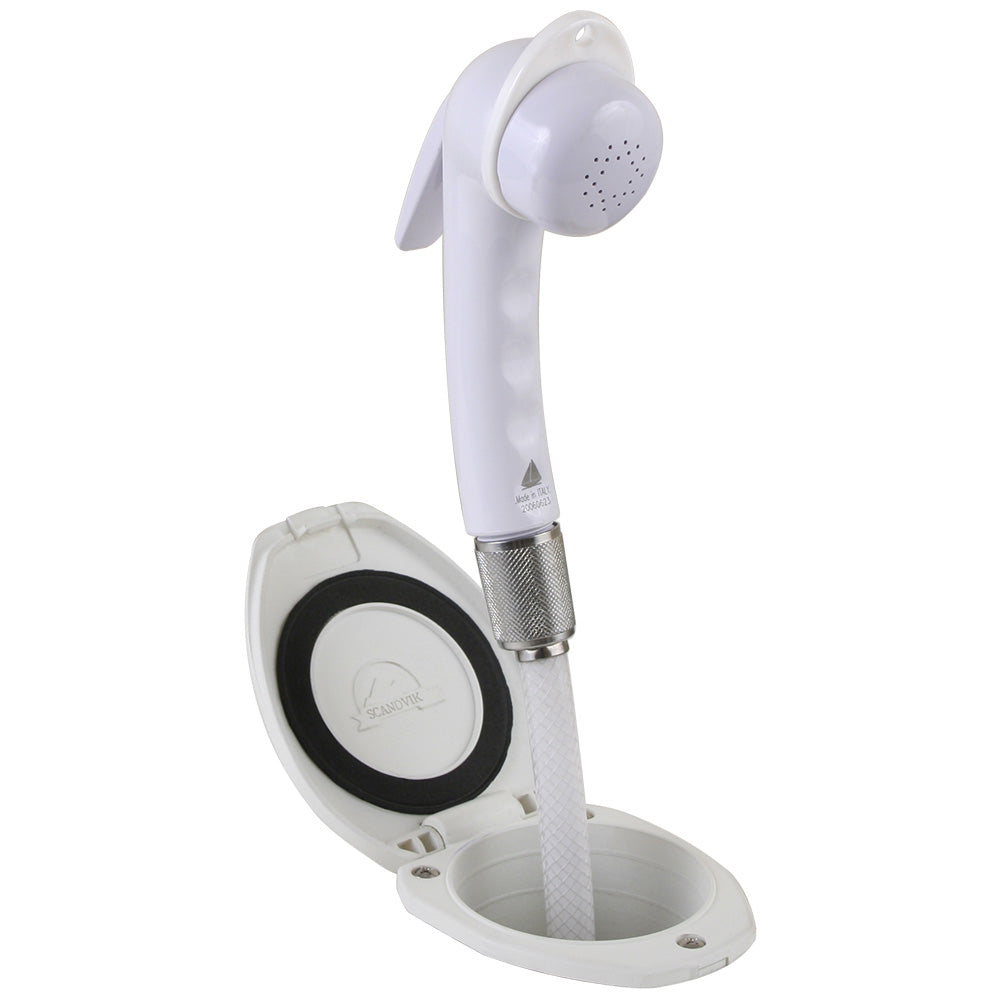 Scandvik Recessed Shower w/6 White Hose - Euro Trigger Sprayer - Deckhand Marine Supply