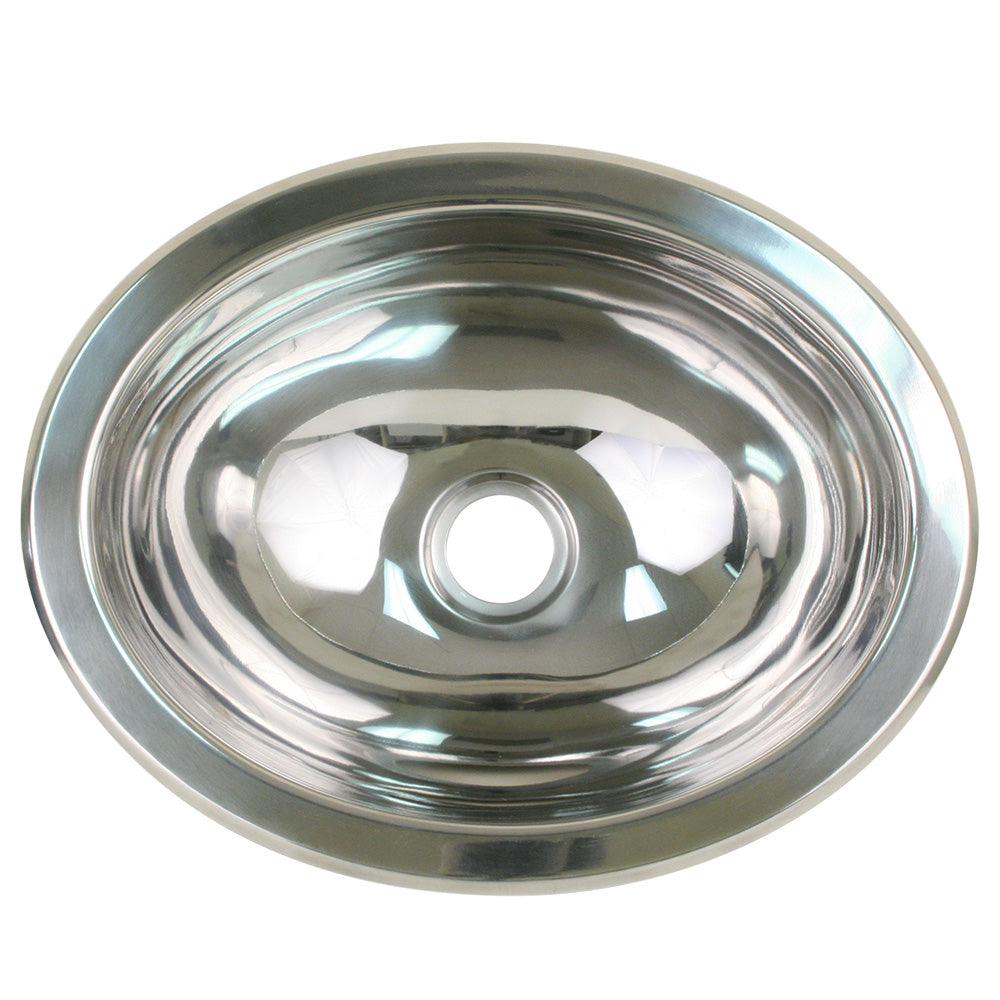 Scandvik Polished SS Oval Sink - 13.25" x 10.5" - Deckhand Marine Supply