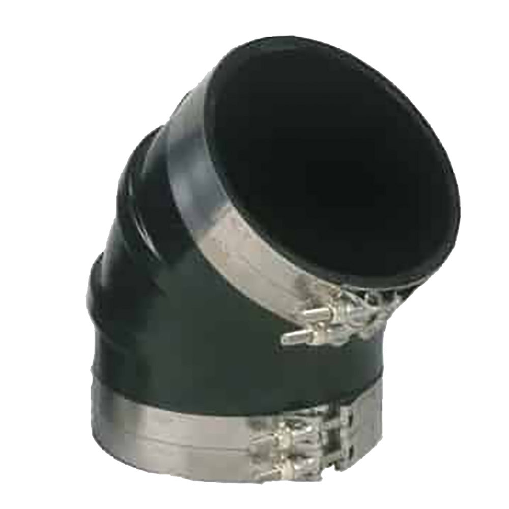 Trident Marine 4" ID 45-Degree EPDM Black Rubber Molded Wet Exhaust Elbow w/4 T-Bolt Clamps - Deckhand Marine Supply