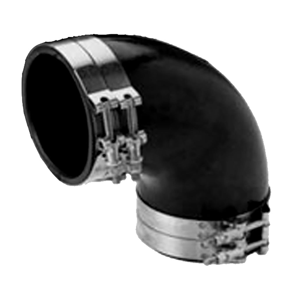 Trident Marine 6" ID 90-Degree EPDM Black Rubber Molded Wet Exhaust Elbow w/4 T-Bolt Clamps - Deckhand Marine Supply