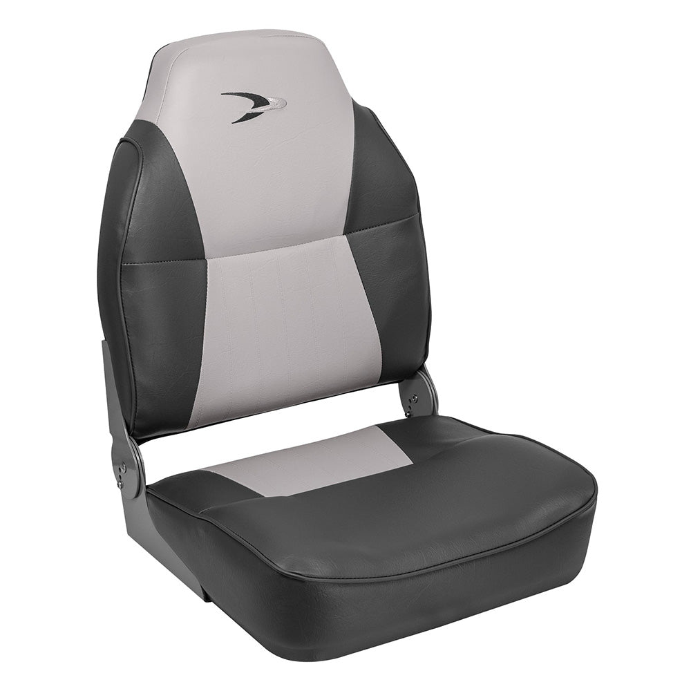 Wise Lund Style High-Back Fishing Seat - Grey/Charcoal - Deckhand Marine Supply