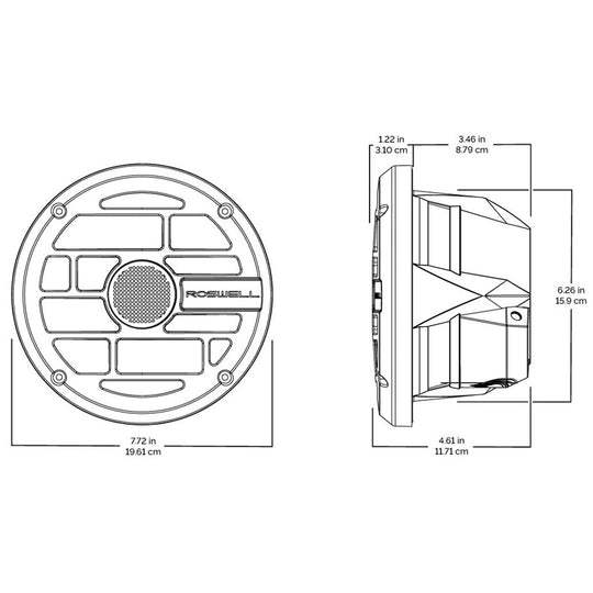 Roswell R Series 7.7 Marine Speakers - Anthracite Grille - 80W RMS  160W Peak Power - Deckhand Marine Supply
