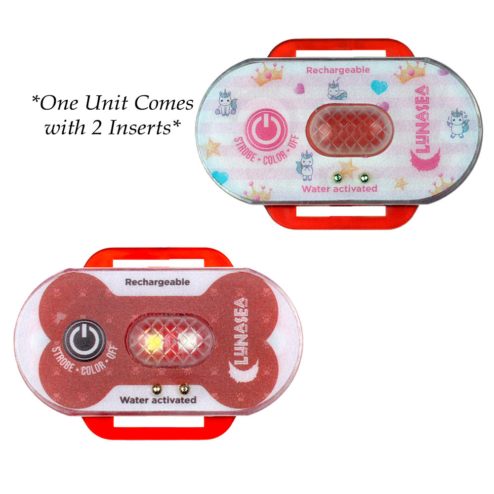 Lunasea Child/Pet Safety Water Activated Strobe Light - Red Case, Blue Attention Light - Deckhand Marine Supply