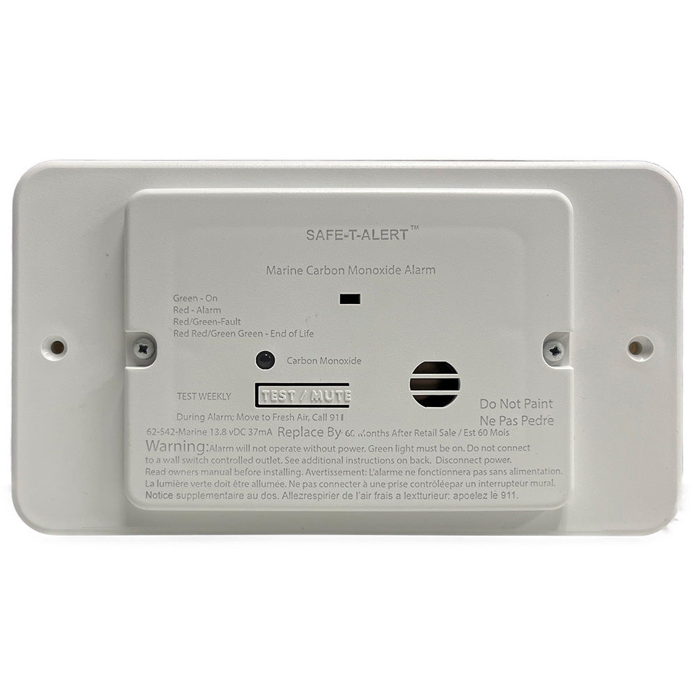 Safe-T-Alert 62 Series Marine Carbon Monoxide - Flush Mount - White - 12V w/Trim Ring - Deckhand Marine Supply