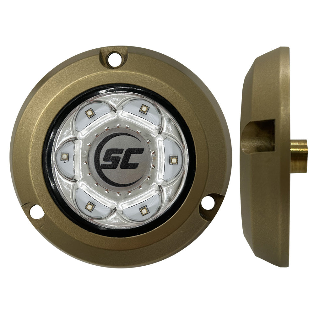 Shadow-Caster SC2 Series Bronze Surface Mount Underwater Light - Great White - Deckhand Marine Supply