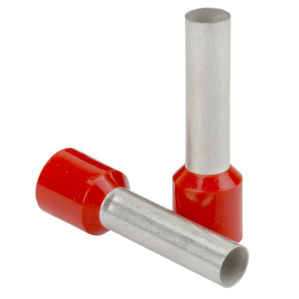Pacer Red 16 AWG Wire Ferrule - 8mm Length - 25 Pack - Deckhand Marine Supply