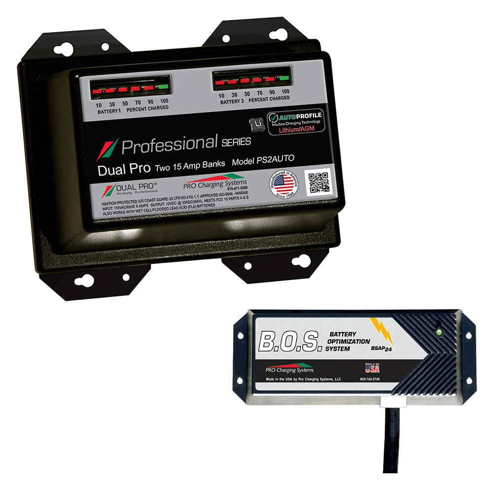 Dual Pro PS2 Auto 2 Bank Battery Charger w/2 Bank B.O.S. - Deckhand Marine Supply