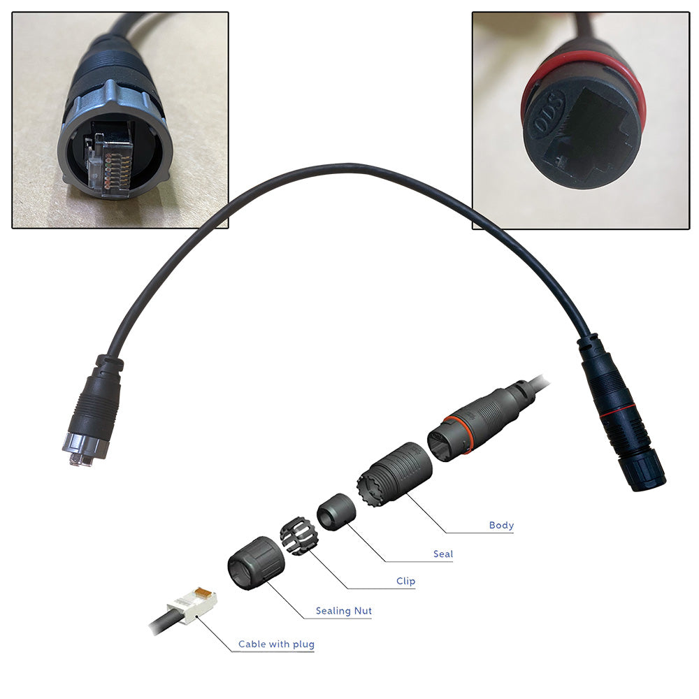 Furuno RJ45 to HUB102 Cable 0.5M Waterproof RJ45 (M) to RJ45 Adapter - Deckhand Marine Supply