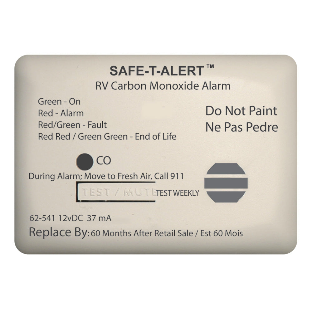 Safe-T-Alert 62 Series Carbon Monoxide Alarm - 12V - RV Surface Mount - White - Deckhand Marine Supply