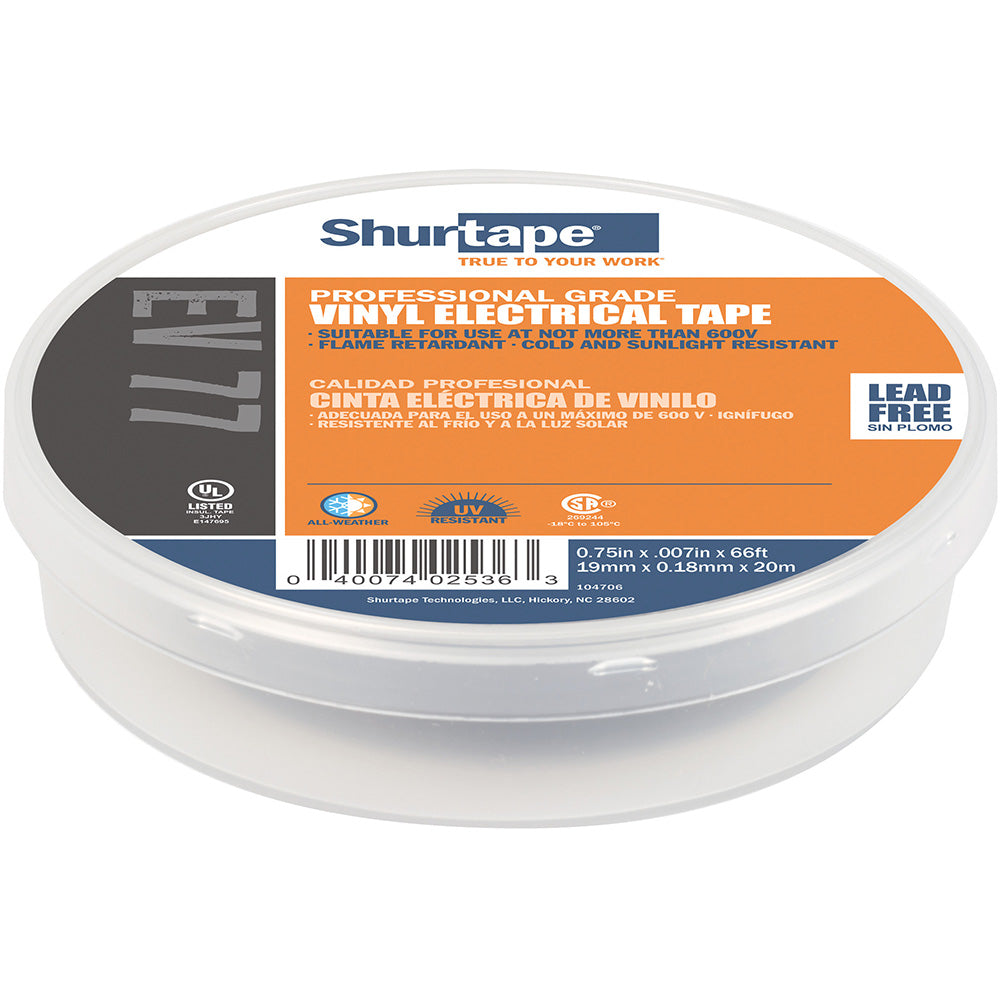 Shurtape EV 077B Professional Grade Black Electrical Tape f/Insulating  Splicing - 3/4" x 66' - 10-Pack - Deckhand Marine Supply