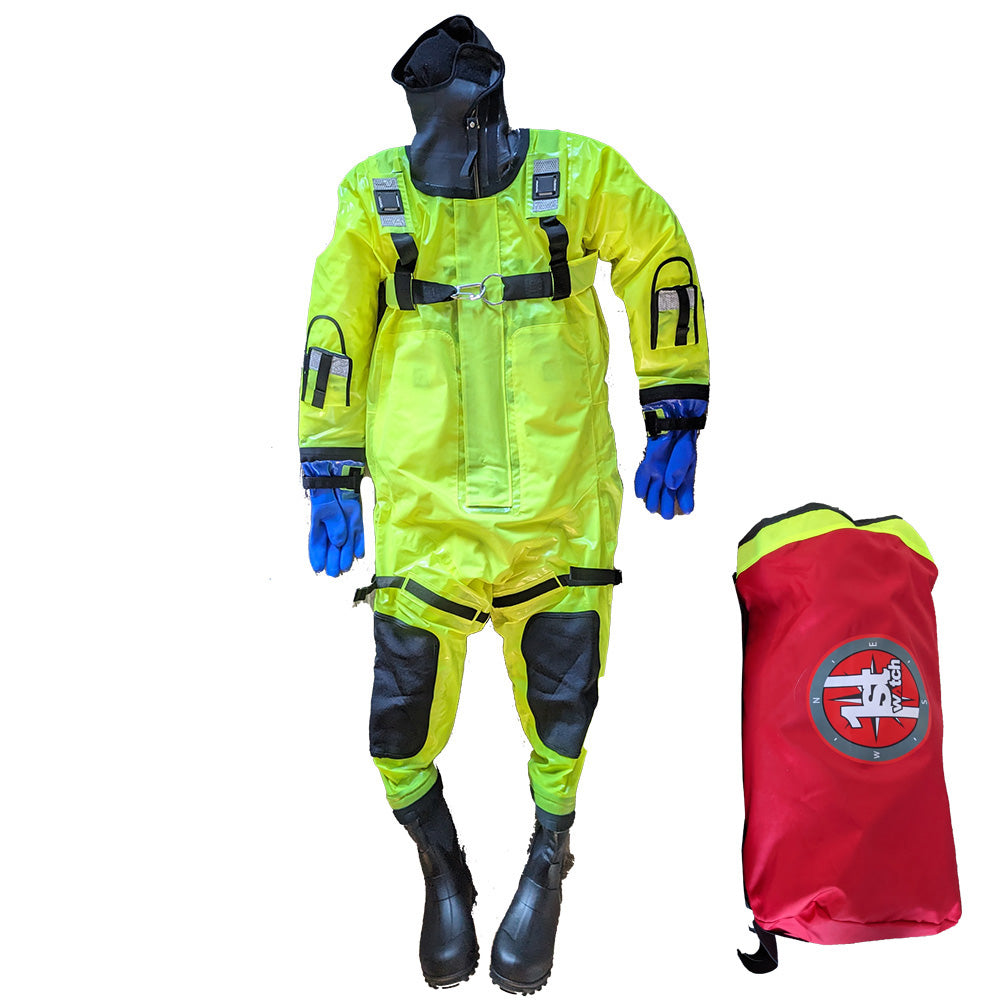 First Watch RS-1008 Ice Rescue Suit Hi-Vis Yellow - Jumbo (Built to Fit Over 6') - Deckhand Marine Supply