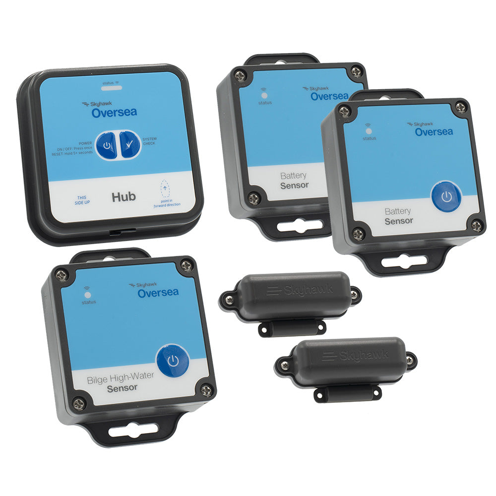Skyhawk Oversea Fishing Bundle Hub - 1 Oversea Hub, 2 Battery Sensors, 2 Entry Sensors  2 Bilge High-Water Sensors - Deckhand Marine Supply