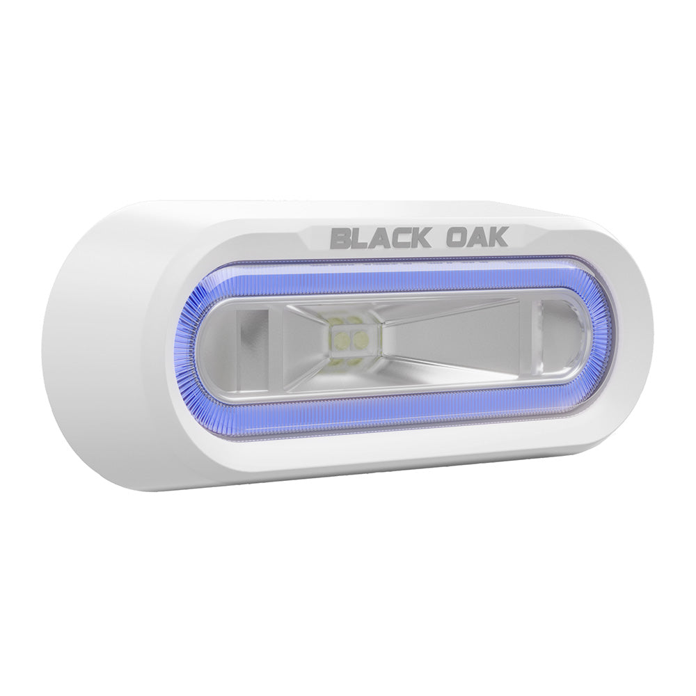 Black Oak Low Pro Off Road Spreader Light - Bracket Mount - White Housing - Blue LED - Deckhand Marine Supply