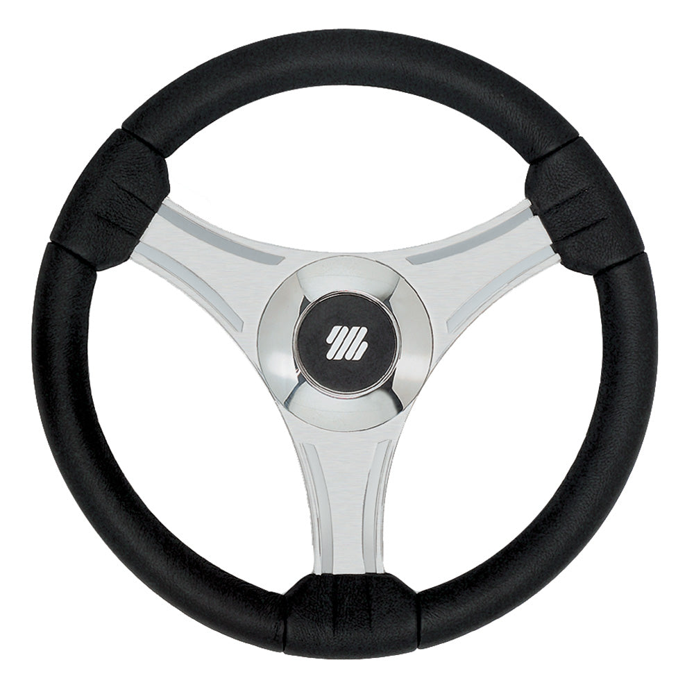 Uflex - Tavolara - 13.8" Black Polyurethane Steering Wheel w/Silver Spokes  X62 Hub - Deckhand Marine Supply