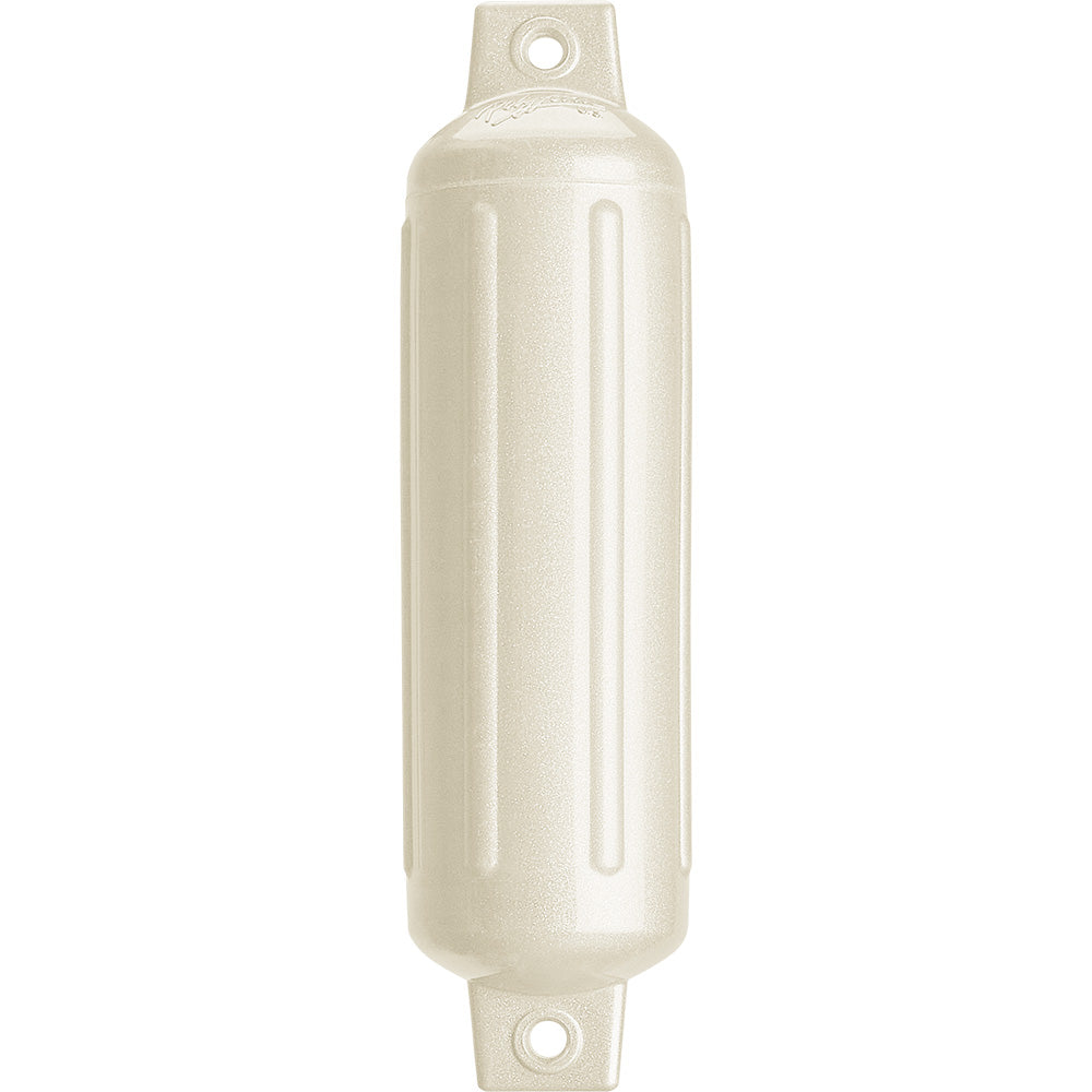 Polyform G-2 Twin Eye Fender 4.5" x 15.5" - Metallic White - Deckhand Marine Supply