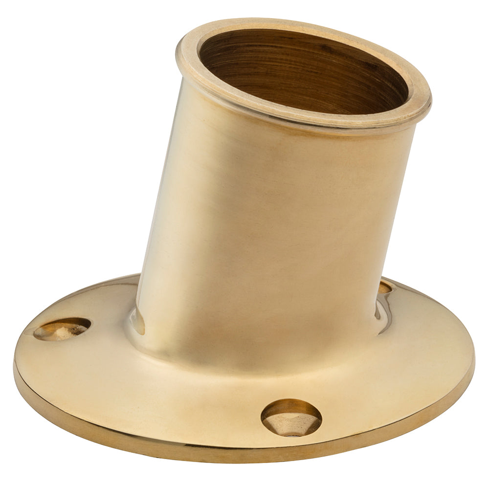Whitecap Top Mount Flag Pole Socket 1-1/4" ID - Polished Brass - Deckhand Marine Supply