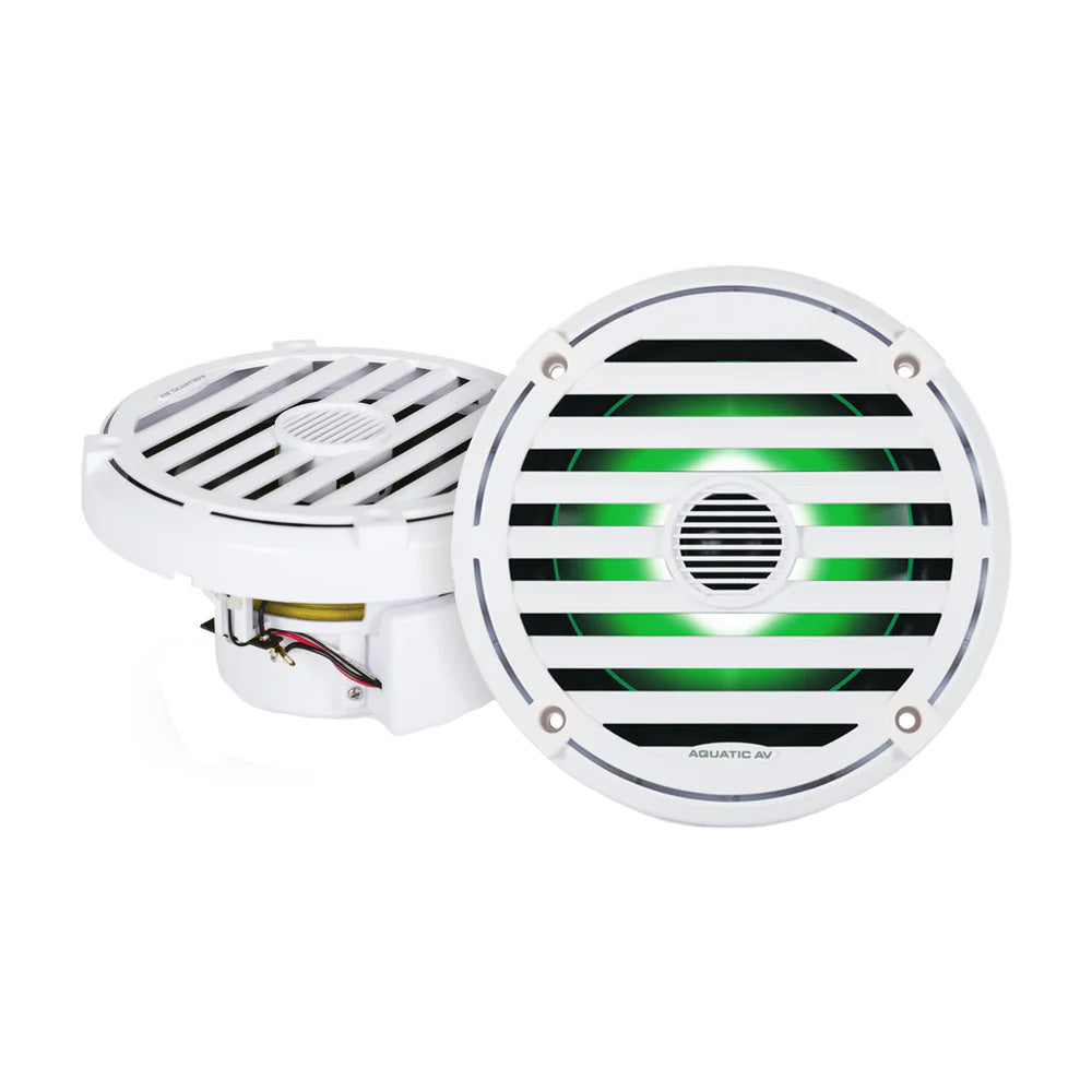 Aquatic AV ELITE 6.5" RGB Speakers - White - Pair - Deckhand Marine Supply