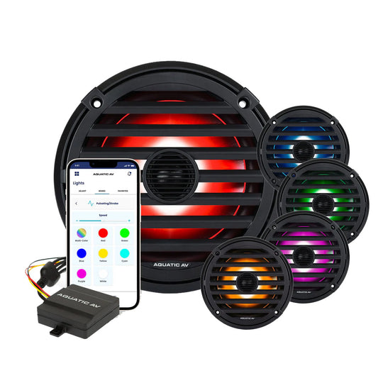 Aquatic AV ELITE 6.5" RGB Speakers - Black - Pair - Deckhand Marine Supply