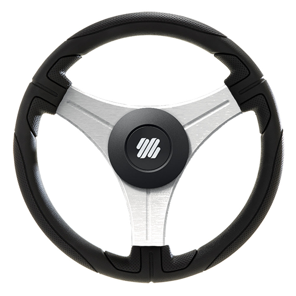 Uflex Ustica 13" Steering Wheel - Black - Polyurethane w/Silver Spokes  X62 Hub - Deckhand Marine Supply
