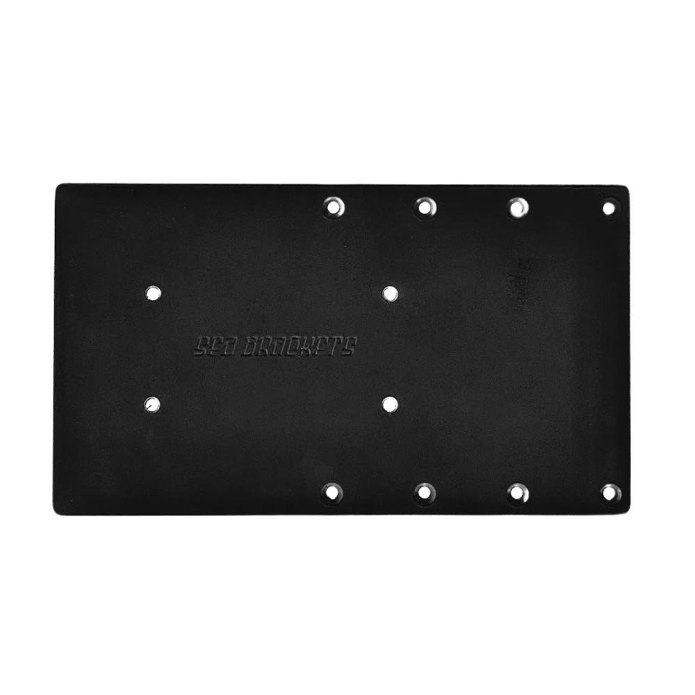 Sea Brackets 14" Straight Trolling Motor Plate f/Garmin Kraken - Black - Deckhand Marine Supply