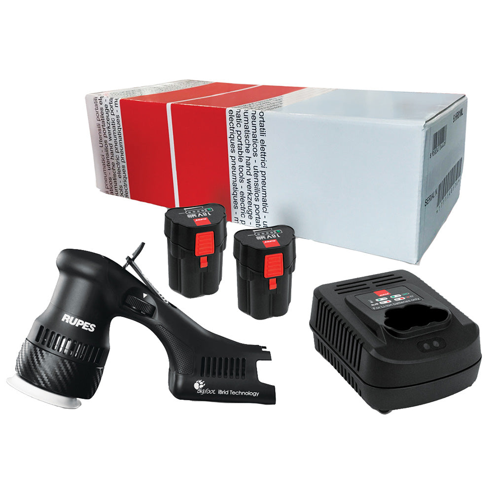 RUPES Bigfoot HLR75 Mini iBrid Polisher 1-Charger 2-Battery Pack - Deckhand Marine Supply