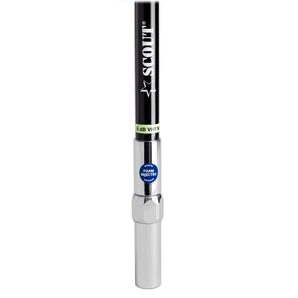 Scout 8' QuickFit Black VHF Antenna w/5M Cable + FME Quick 6 Foam Filled 6db Solid Brass  Copper Element - Deckhand Marine Supply