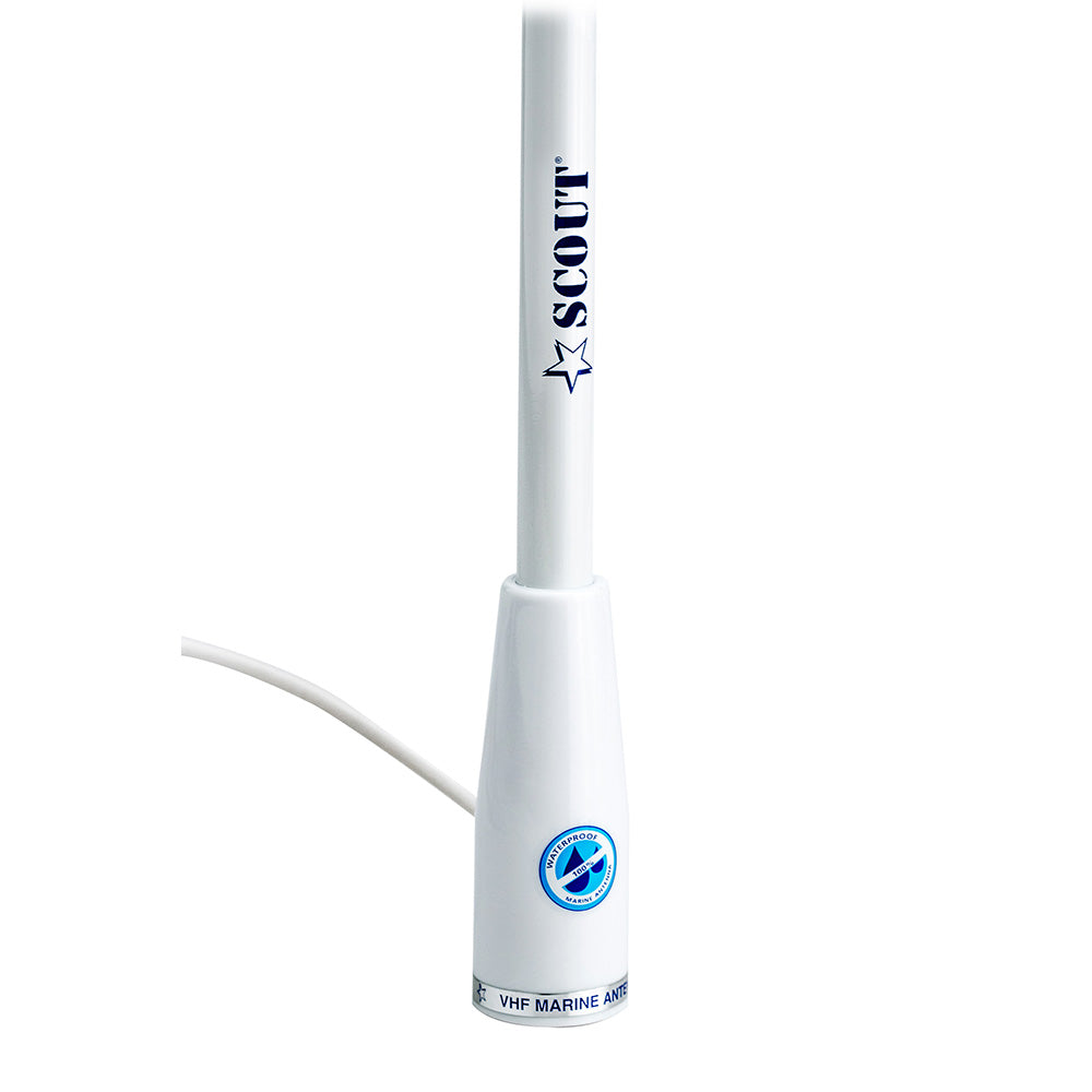 Scout 5' White VHF Antenna 3dB Nylon Ferrule w/5M RG-58 Coax KS-22 - Deckhand Marine Supply
