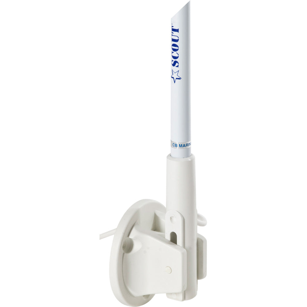 Scout 5' White VHF Antenna 3dB Lift  Lay Mount w/5M RG-58 - Deckhand Marine Supply