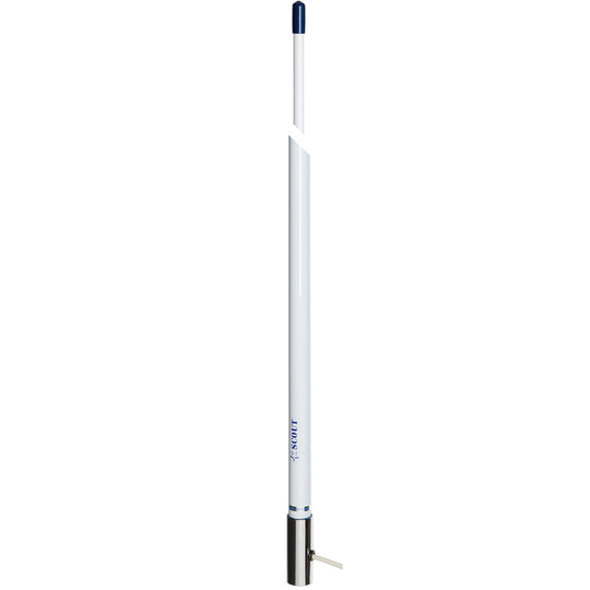 Scout 8' White VHF Antenna 6dB Stainless Steel Ferrule w/5M RG-58 Coax Includes PL-259 KS-42 - Deckhand Marine Supply