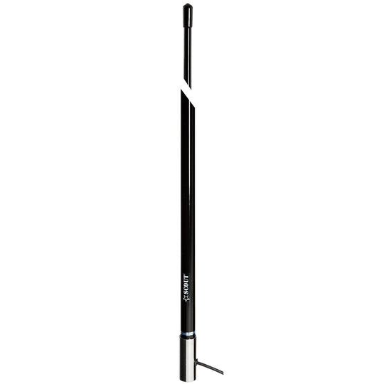 Scout 8' Black VHF Antenna 6dB Stainless Steel Ferrule w/5M RG-58 Coax Includes PL-259 KS-42 - Deckhand Marine Supply