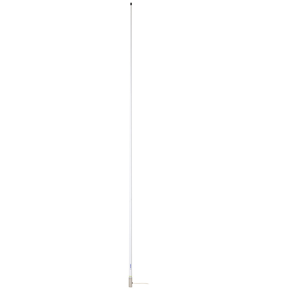 Scout 8' White VHF Antenna 6dB Heavy Stainless Steel Ferrule w/6M RG-8x Includes PL-259 Heavy Duty Offshore Antenna KS-43 - Deckhand Marine Supply