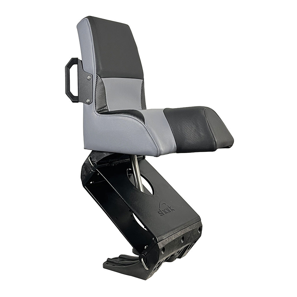 Shark EPIC Seat w/Flex Suspension - Grey Vinyl - Regular Handle - Deckhand Marine Supply