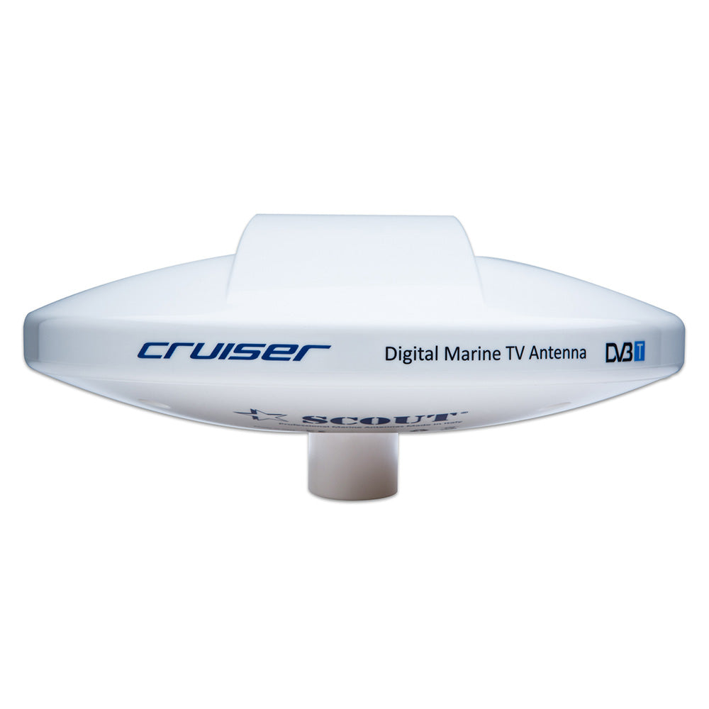 Scout Cruiser 10" White TV Antenna Omnidirectional w/20M, 75 ohms, Cable - Deckhand Marine Supply