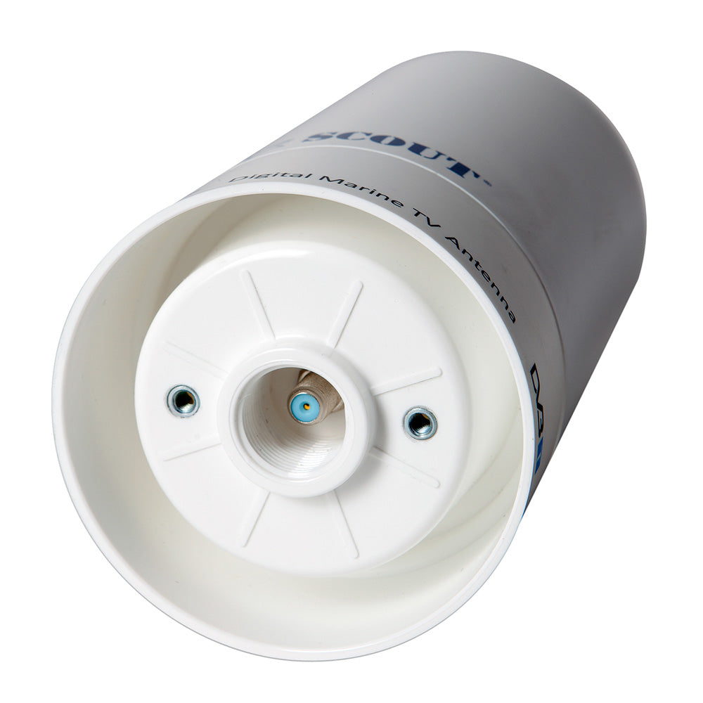 Scout Wave 4" White TV Antenna Omnidirectional 25dB Gain w/10M, 75 ohms, Cable - Deckhand Marine Supply