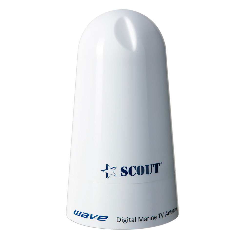 Scout Wave 4" White TV Antenna Omnidirectional 25dB Gain w/10M, 75 ohms, Cable - Deckhand Marine Supply