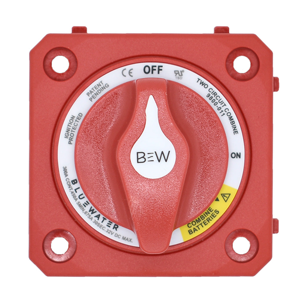 Bluewater Off/On Combine Battery Switch w/o Base - Panel Mount - Red - Deckhand Marine Supply