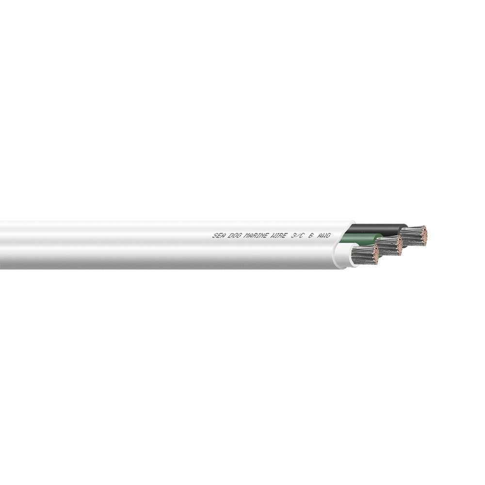 Sea-Dog 6/3 AWG Flat Triplex Wire - White/Green/Black - 50' - Deckhand Marine Supply