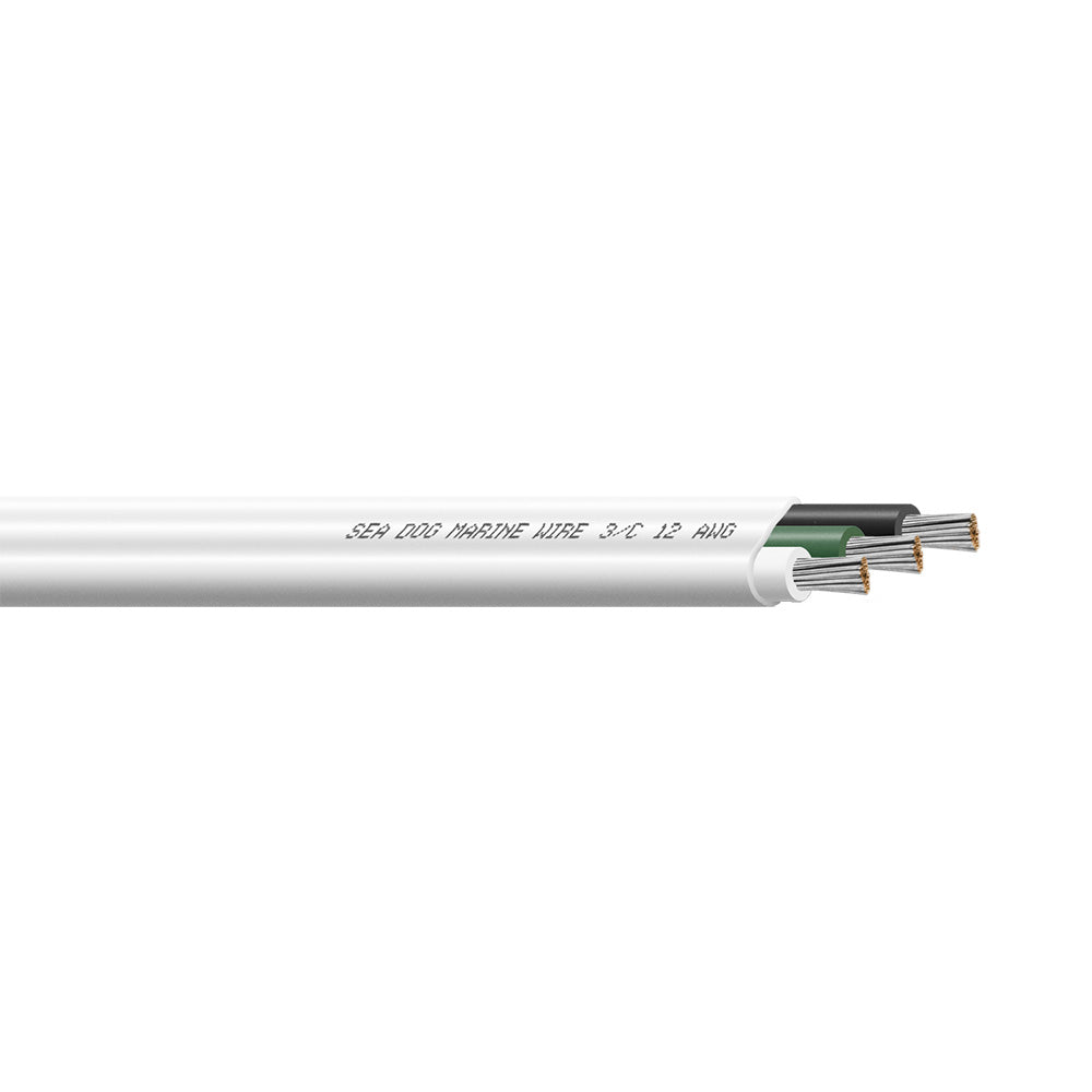 Sea-Dog 12/3 AWG Flat Triplex Wire - White/Green/Black - 750' - Deckhand Marine Supply