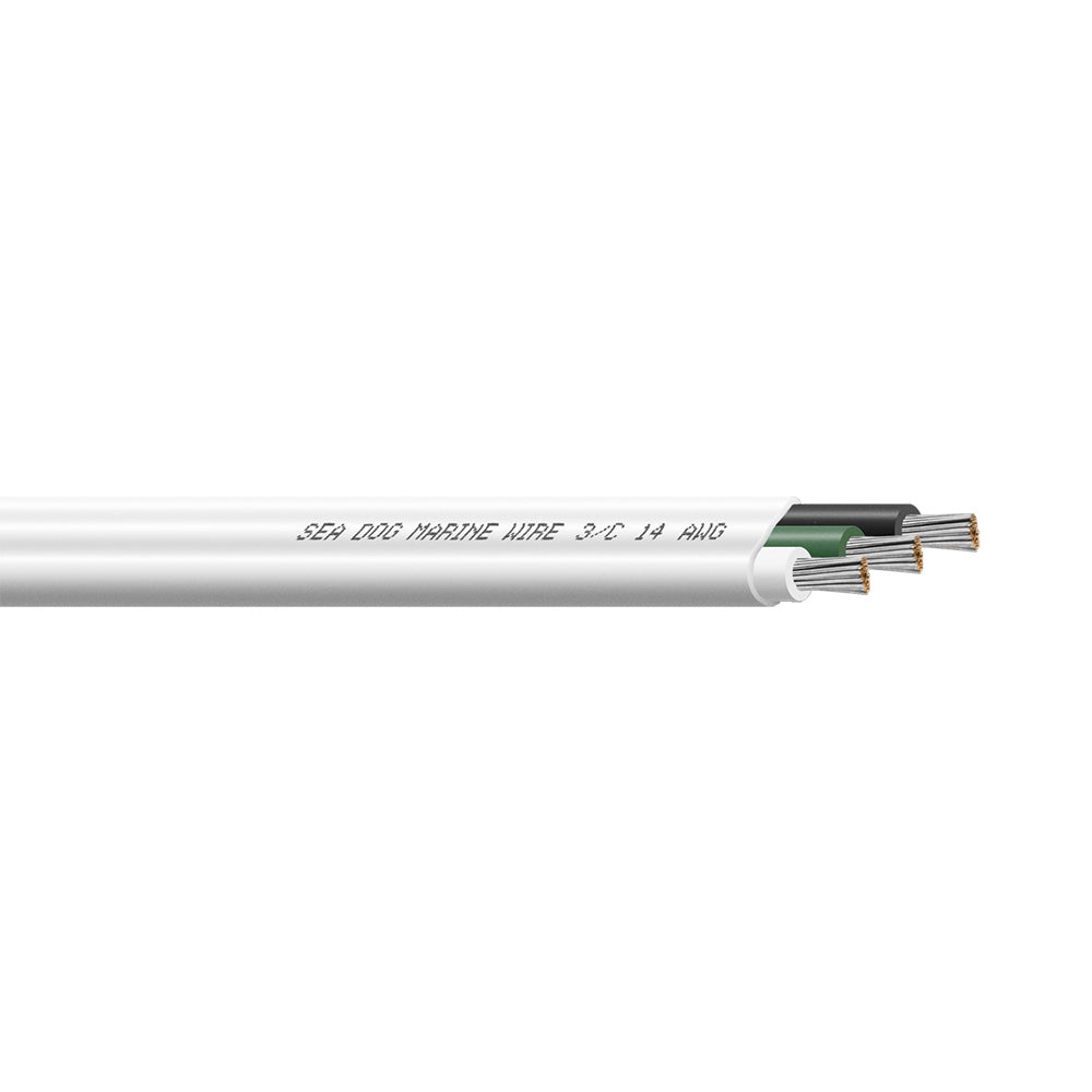 Sea-Dog 14/3 AWG Flat Triplex Wire - White/Green/Black - 100' - Deckhand Marine Supply