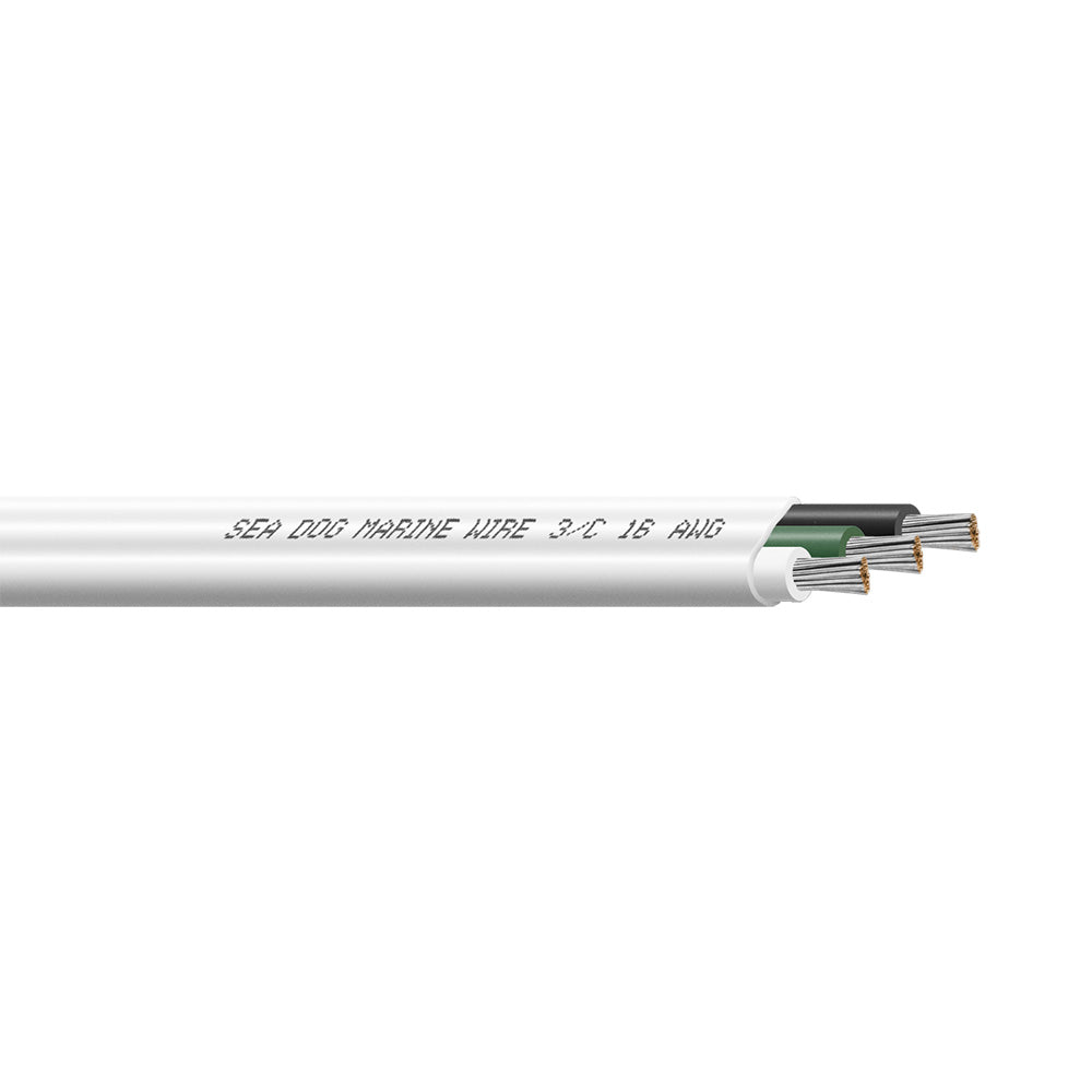 Sea-Dog 16/3 AWG Flat Triplex Wire - White/Green/Black - 100' - Deckhand Marine Supply