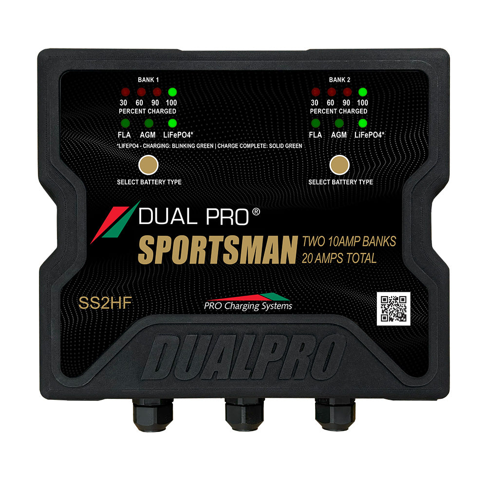 Dual Pro Sportsman Series HF Battery Charter - 20 Amp - 2 Bank - Deckhand Marine Supply