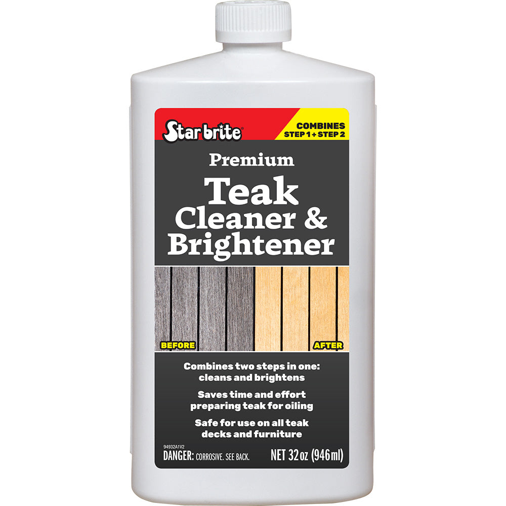 Star brite Premium Teak Cleaner  Brightener - Restore  Enhance Wood Grain - 32 oz - Deckhand Marine Supply