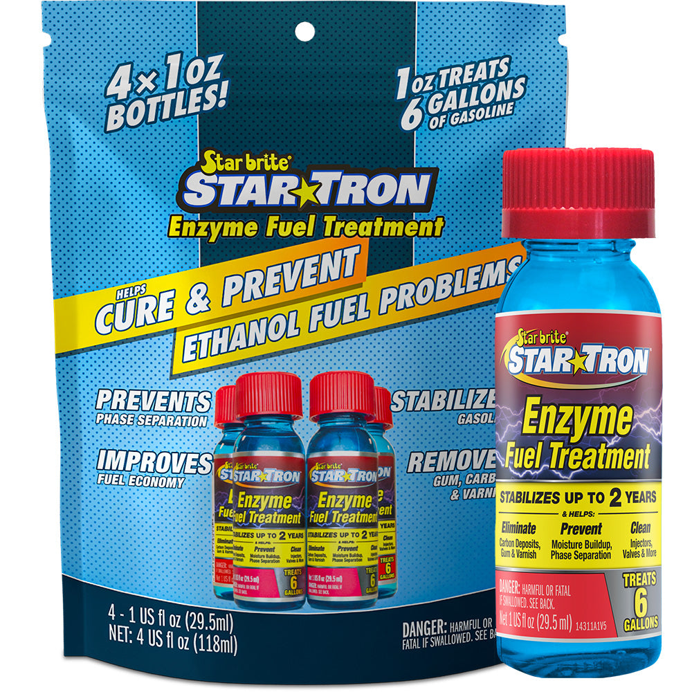 Star brite Star-Tron Enzyme Fuel Treatment - Classic Gas Formula - Contains (4) 1 oz Bottles - Deckhand Marine Supply