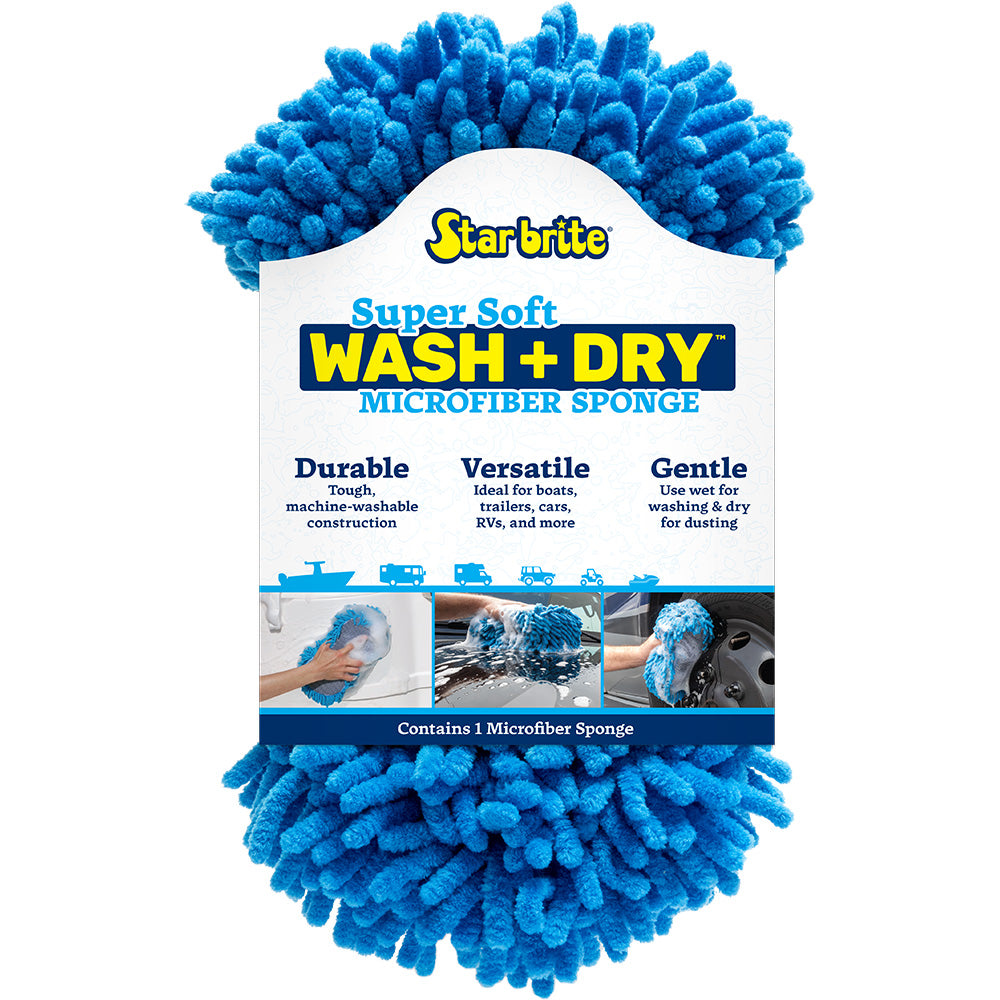 Star brite Microfiber Reggae Sponge - Blue, Dual-Sided Scrubbing  Dusting - Deckhand Marine Supply