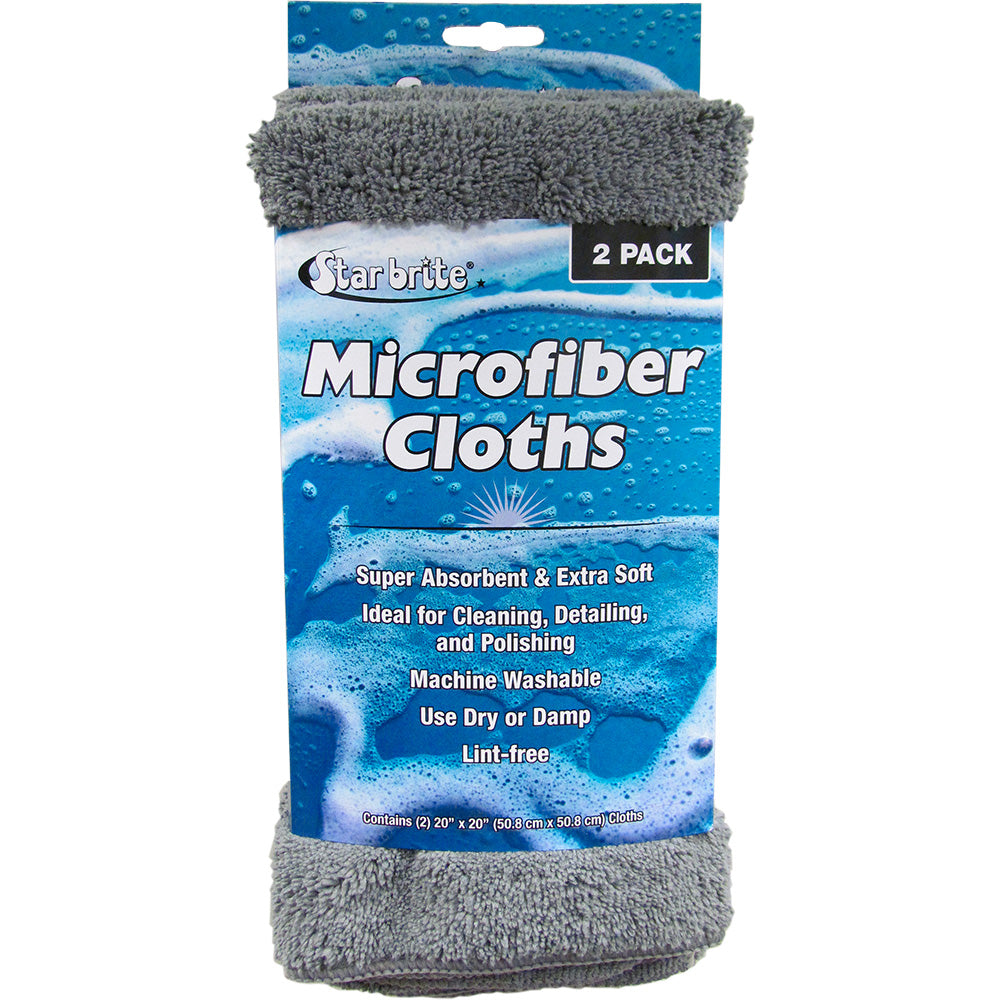 Star brite Microfiber Cloths 2 Pack - 20" x 20" Super Absorbent  Soft Towels - Deckhand Marine Supply