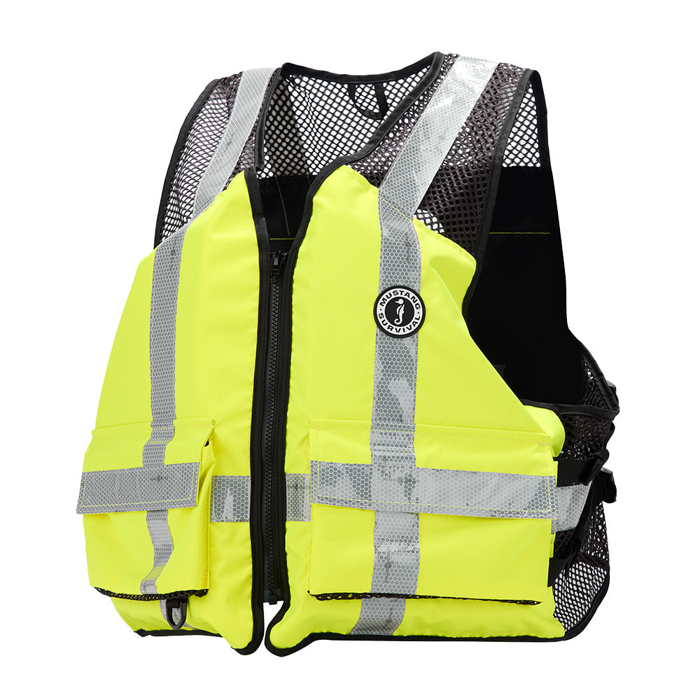 Mustang Industrial Mesh Vest - Hi-Vis Fluorescent Yellow Green - 4XL/5XL - Deckhand Marine Supply