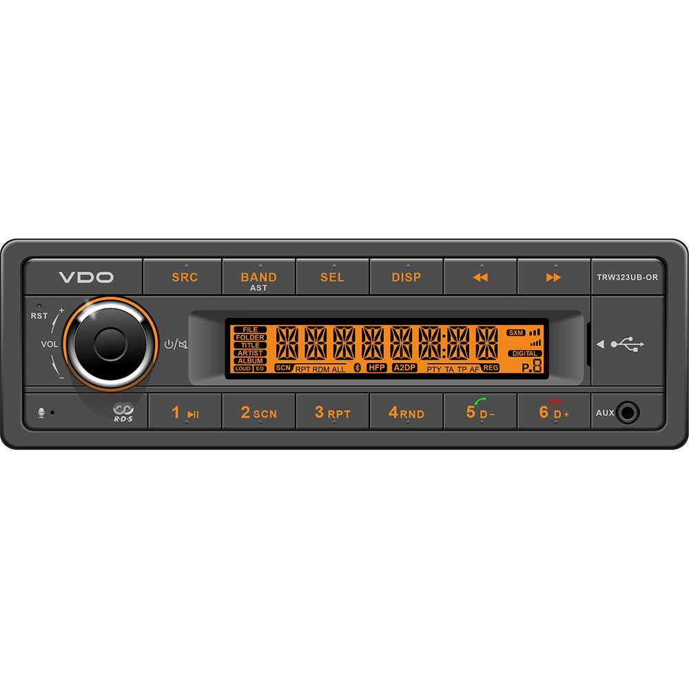 VDO 24V Radio w/FM RDS Tuner MP3/WMA/USB/Bluetooth - Orange Illumination - Deckhand Marine Supply