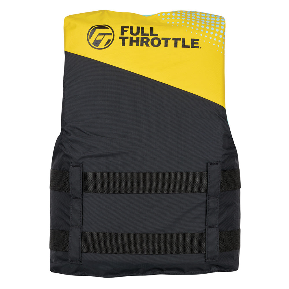 Full Throttle Teen Nylon Life Jacket - Yellow/Black - Deckhand Marine Supply